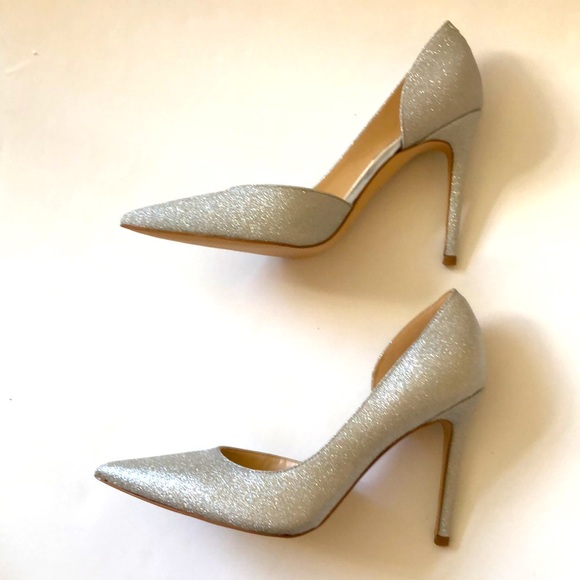 Nine West 7M Glitter Silver High heel shoe Brand New without tags Excellent - Picture 3 of 12